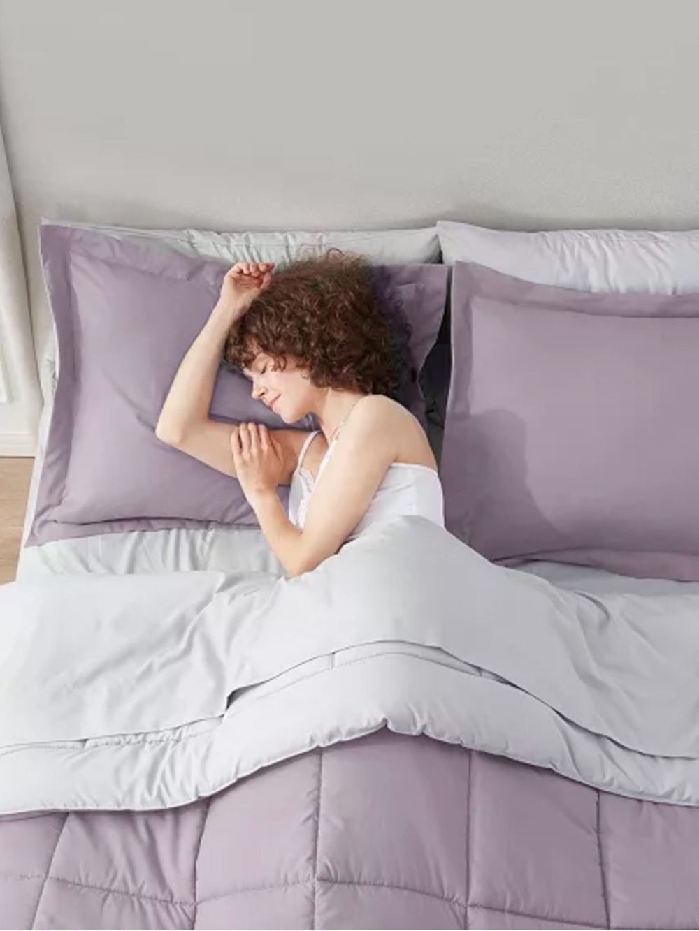 NEST Fragrances Lavender and Light Gray Reversible Comforter Set - Picture 2 of 7